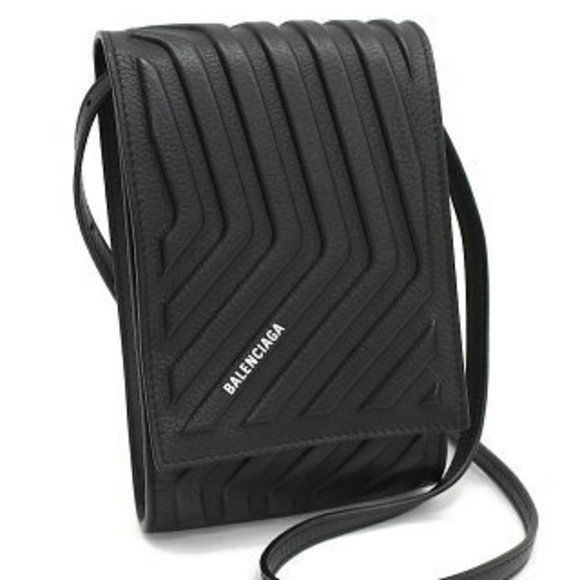 Balenciaga Car Phone Holder Bag Crossbody Black Leather - Picture 1 of 8